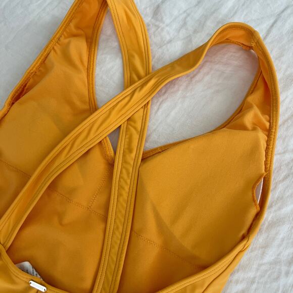 HOLLISTER Solid Orange Criss Cross Back One Piece Swimsuit Size S - Picture 3 of 9